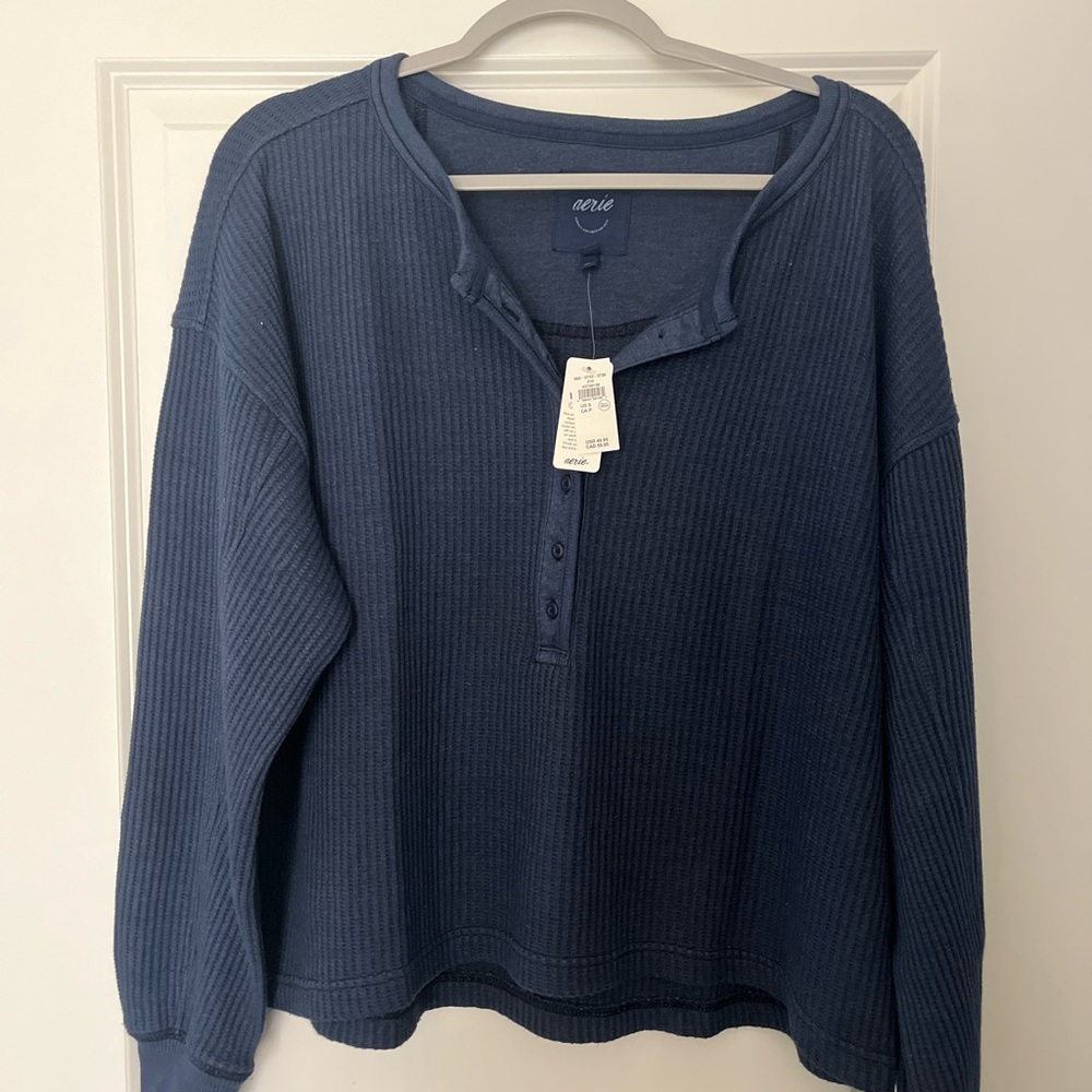 Aerie Waffle Henley Sweatshirt